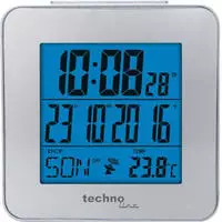 Technoline Funkwecker WT 268 Silber Datum Timer Temperatur Alarm Beleuchtet