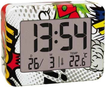 TFA Dostmann Mini Wecker Comic Teenager mit Innenthermometer, Quarzuhr, bunt (60.2044.40)