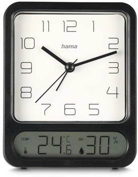 Hama Pag Wecker mit Thermometer und Hygrometer, ger&auml;uschlos, schwarz (00222223)