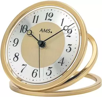 AMS Funk-Tischuhr Aluminium, Mineralglas, gold (5179)