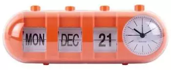 Karlsson Retro Tube Calendar Flip Wecker, leuchtendes Orange (KA6045OR)