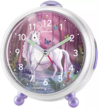 Atrium Miraluna Kinderwecker analog, Einhorn-Motiv, Mädchen (A932-0)