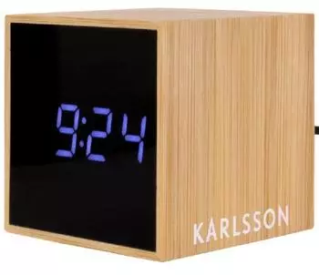 Karlsson Mini Cube Digitalwecker, Bambus, 6,3x6,3cm