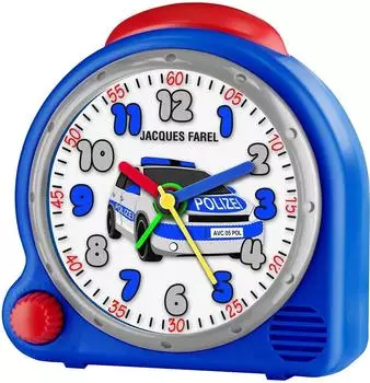 Jacques Farel HappySound Kinderwecker analog, Polizei-Sound, blau (AVC 05POL)