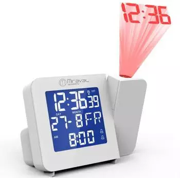 Miraval Funk-Projektionswecker blaues LCD, Datum, Temperatur, 2 Alarme (4-MV5992-1)