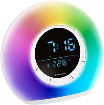 Grundig Tageslichtwecker Nachttischlampe Radio Bluetooth LED-Anzeige, wei&szlig;