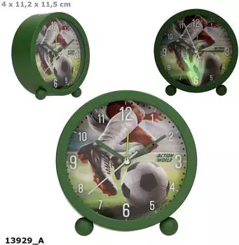 Depesche Action World Wecker Kinder, Fußball-Motiv, dunkelgrün (13929)