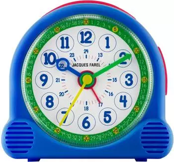 Jacques Farel Happy Learning Kinder-Lernwecker, analog, blau/grün, geräuschlos (ACL 04)