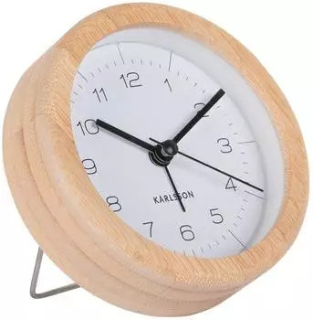 Karlsson Neat Wecker rund, Bambus, wei&szlig;, &Oslash; 10cm (KA5923WH)