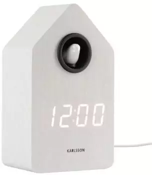 Karlsson Cuckoo LED Wecker, wei&szlig;, Holz (KA6061WH)