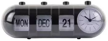 Karlsson Retro Tube Kalender Flip Wecker, schwarz (KA6045BK)