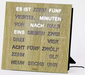 AMS 1234 Wortuhr LED Tisch-/Wanduhr 20x20cm (1234)