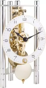 Hermle Skelett-Tischuhr mit Aluminiumsäulen, arabisches Zifferblatt, silber (23024-X40721)