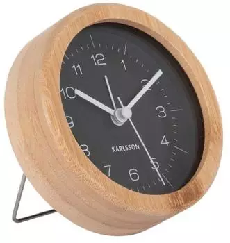 Karlsson Neat Wecker Bambus, rund, schwarz, Ø 10cm (KA5923BK)