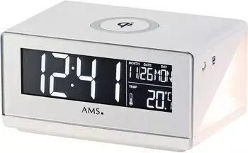 AMS T1300 Digitalwecker weiß mit Qi-Ladestation (T1300)