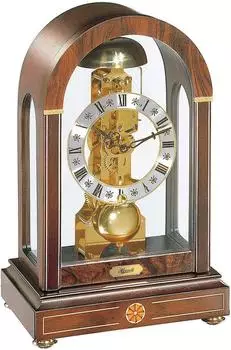 Hermle Tischuhr Nussbaum Skelett-Gehwerk 14 Tage Schlag auf Glocke (22712-030791)