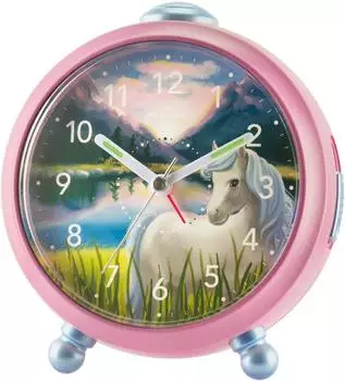 Atrium Siabelle Kinderwecker analog, Pferd, rosa/lila/weiß, ohne Ticken (A932-17)