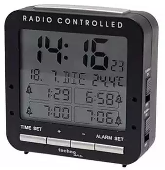 TechnoLine WT 245 Funkwecker 4 Alarme, DCF77, Innentemperatur, schwarz (WT245black)