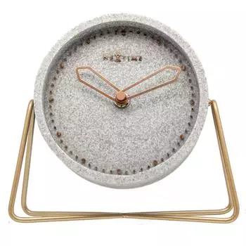 Nextime Cross Table Tischuhr rund, Harz, grau (5204GS)