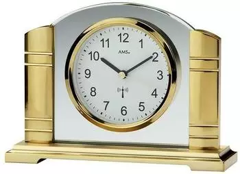AMS 5143 Funk-Tischuhr Metall mit Mineralglas, gold (5143)