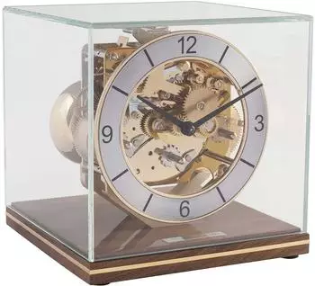 Hermle Tischuhr mechanisches Aufzugswerk, 8 Tage, Nussbaum/Glas (23052-030340)