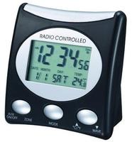 TechnoLine digitaler Funkwecker WT-221-T schwarz Kunststoff schwarz/silber