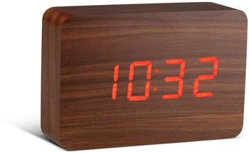 Gingko GK15R8 Digitaluhr Click Clock Ziegelsteinform, Schwarz mit LED-Anzeige1.00 StückHolzfarbe walnuss - LED rot