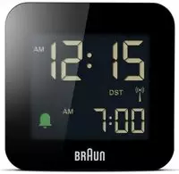 Braun BC08B-DCF, Braun BC08B-DCF Funk Wecker Schwarz negatives Display