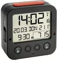 TFA 60.2528.01, TFA 60.2528.01 Bingo schwarz Funk Wecker mit Temperatur