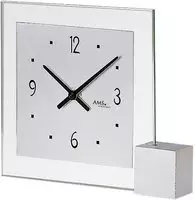 AMS Tischuhr "T102" Quarzuhr, Holzsockel, Wohnzimmer, Esszimmer,Made in Germany