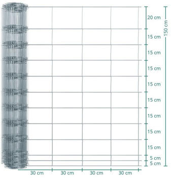 VOSS.farming Classic Wildzaun 50m 150cm Knotengeflecht verzinkt (VOSS68975)