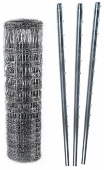Aquagart Wildzaun 180/24/15 + Z-Profil Zaunpfosten 2,3 m hoch 100 m
