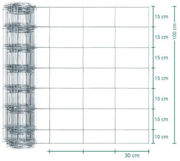 VOSS.farming 50m Classic Wildzaun Knotengeflecht 100cm - 100/08/30 verzinkt
