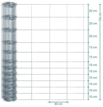 VOSS.farming 50m Premium Plus Wildzaun Knotengeflecht 150cm - 150/12/30 verzinkt
