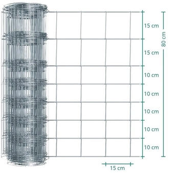 VOSS.farming 50m Premium Wildzaun Knotengeflecht 80cm - 80/08/15 verzinkt