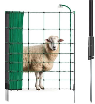 VOSS.farming farmNET 50m Schafnetz Elektronetz 90cm 14 Pfähle 1 Spitze grün