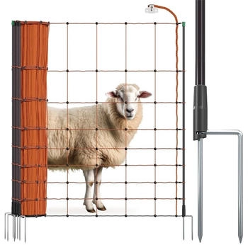 VOSS.farming farmNET 50m Schafzaun Elektronetz 108cm 14 Pfähle 2 Spitzen orange