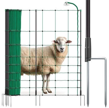VOSS.farming farmNET+ 50m Schafnetz Elektronetz 108cm 20 Pfähle 2 Spitzen grün