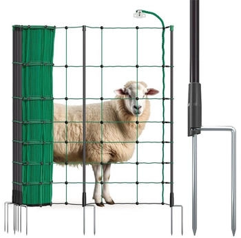 VOSS.farming farmNET+ 50m Schafnetz Elektronetz 90cm 20 Pfähle 2 Spitzen grün