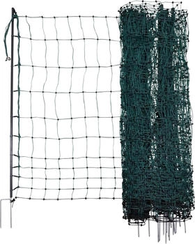 AKO PoultryNet Premium 50m Geflügelnetz 122cm 15 verstärkte Pfähle 2 Spitzen grün