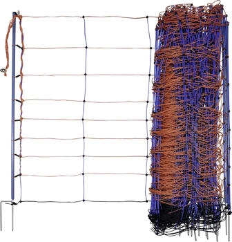 AKO TitanNet Premium 50m Schafnetz 108cm 14 verst. Pfähle 2 Spitzen starre Streben blau-orange