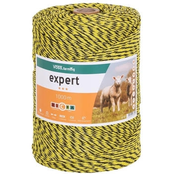 VOSS.farming Weidezaunlitze 1000 m 1x 0,25 Kupfer + 2x 0,25 Niro schwarz-gelb