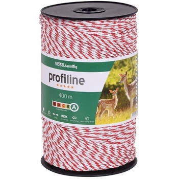 VOSS.farming Weidezaunlitze 400 m 3x 0,25 Kupfer + 3x 0,20 Niro weiß-rot