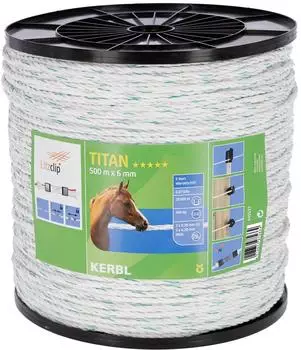 Kerbl Titan Weidezaunseil 6mm 6 Leiter weiß/grün 500m (445537)