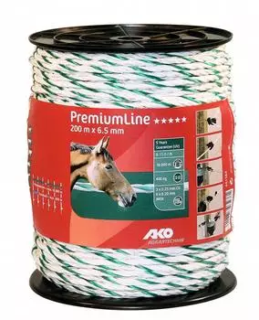 AKO Premium Line Weidezaunseil Weiß/Grün 6,5mm 200m (441564)