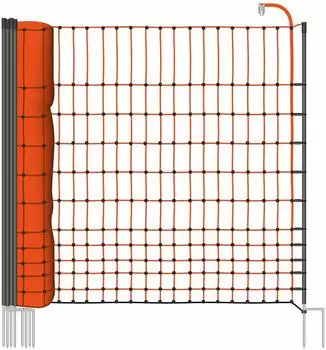 VOSS.farming Classic 25m Hühnerzaun 112cm (9 Pfähle, 2 Spitzen) orange