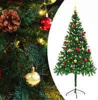 vidaXL K&uuml;nstlicher Weihnachtsbaum mit Beleuchtung & Kugeln Gr&uuml;n 180 cm