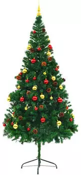 vidaXL Artificial Christmas Tree with Baubles and LEDs Green 210cm (321501)
