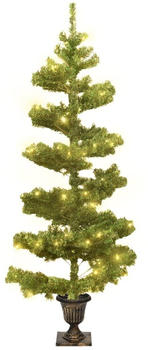 vidaXL Swirl Christmas Tree with Pot and LEDs Green 120cm (344649)