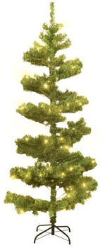 vidaXL Swirl Christmas Tree with Pot and LEDs Green 150cm (344650)